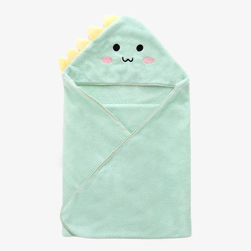 Toddler Bathrobe Infant Bath Towel Boy Girl Blankets Swaddle with Hood Cartoon Coral Fleece Towel Blanket Newborn Kids Bedding