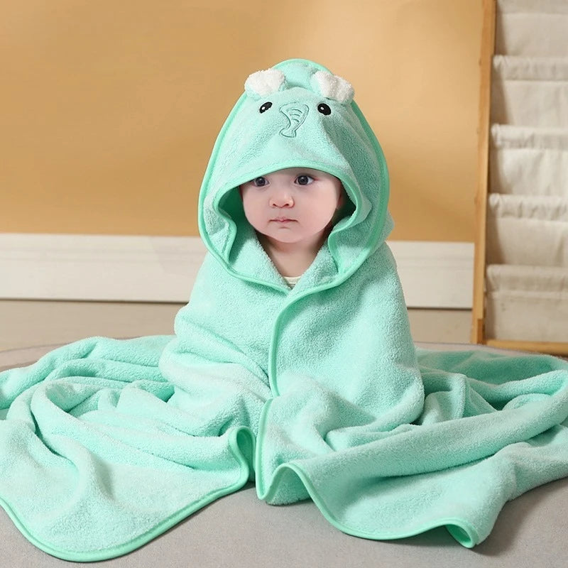 Toddler Bathrobe Infant Bath Towel Boy Girl Blankets Swaddle with Hood Cartoon Coral Fleece Towel Blanket Newborn Kids Bedding
